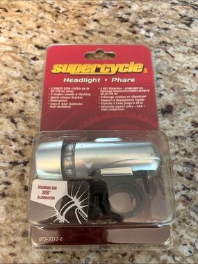 Supercycle Silver Bicycle Headlight - Compact LED Front Light